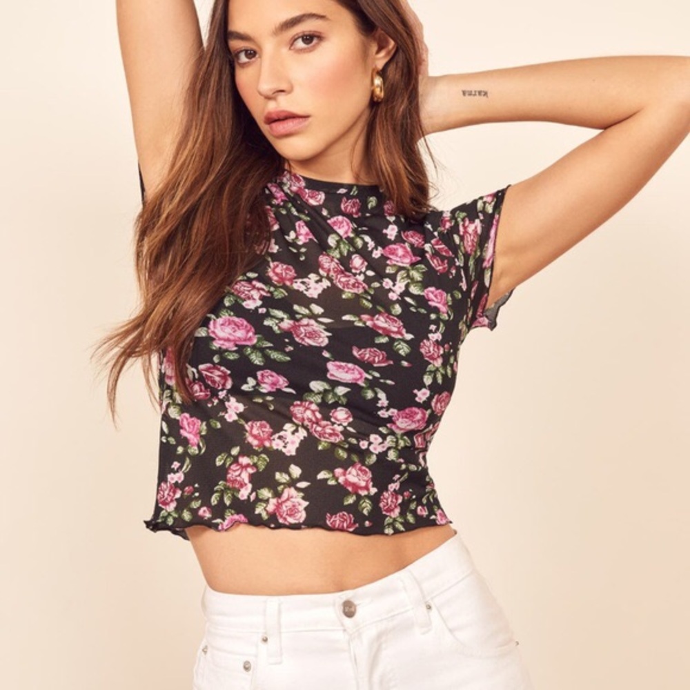 Reformation Buffie Floral Rose Top Sz 2